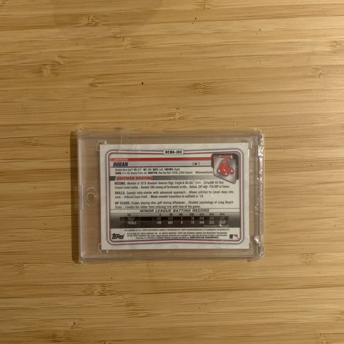 2020 Bowman Chrome 4/25 Jarren Duran Mojo Auto Red Sox All Star 