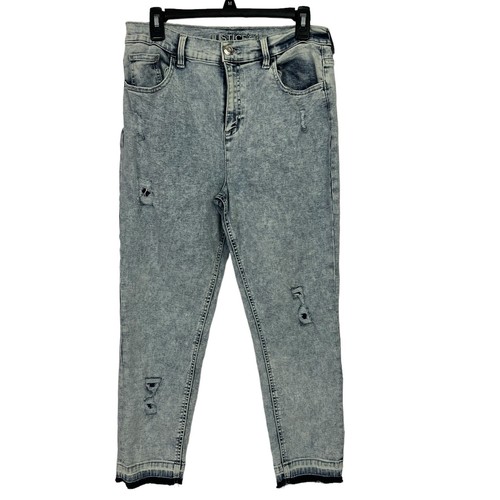Justice Girl’s Jeans & Cat & Jack Belts Sz 16 Plus Raw Hems Pockets Stretch - Picture 2 of 15