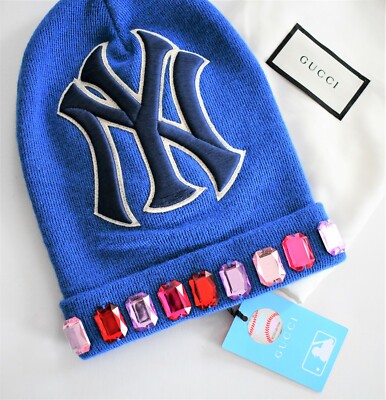 ?️ Authentic GUCCI NY YANKEES EDITION MLB Blue BEANIE Hat  display picture 1