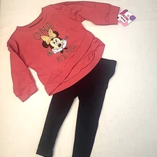 Disney Jr Minnie Mouse 2 pc Sweatshirt & Legging Set Size 12M Pink and Glitter