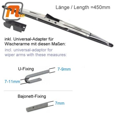 2 x Wiper Blades Chromed 450mm Vintage Classic Car Mercedes BMW Opel Ford