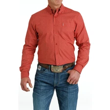 Cinch Men's Red Modern Print Button Down Shirt MTW1347086