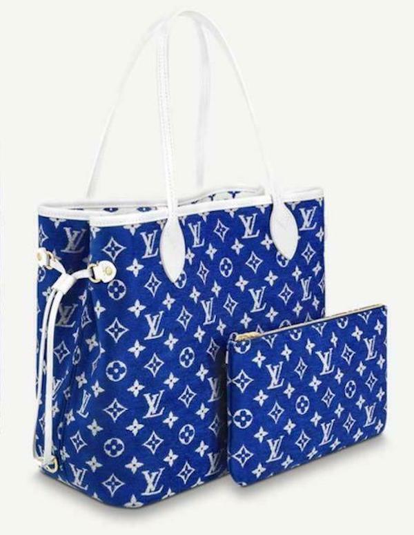 LOUIS VUITTON Neverfull MM Tote Bag Pouch M46220 Blue Monogram