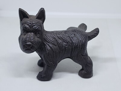 Antique Cast Iron Scottie Scottish Terrier Dog Door Stop Peeing Raised Leg