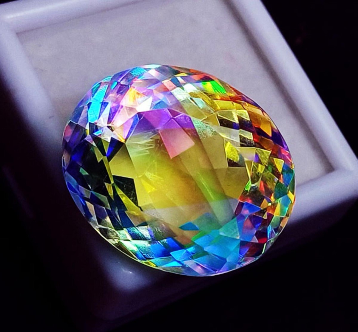 Certified 53 Ct A++ Rainbow Mystic Topaz Oval Shape Loose Gemstone