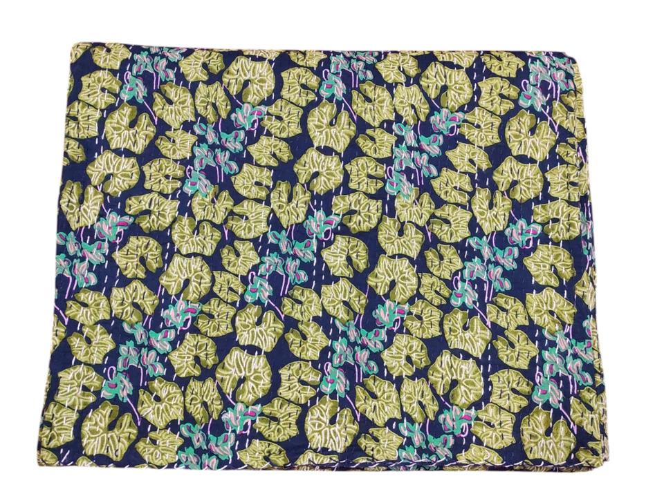 Colcha de algodón india Kantha bloque de mano hecha a mano ropa de cama manta tiro Foto 3 de 4