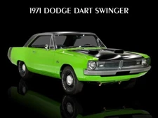 1971 Dodge Dart Swinger in Green & Black Metal Sign: 12x16" & Ships Free