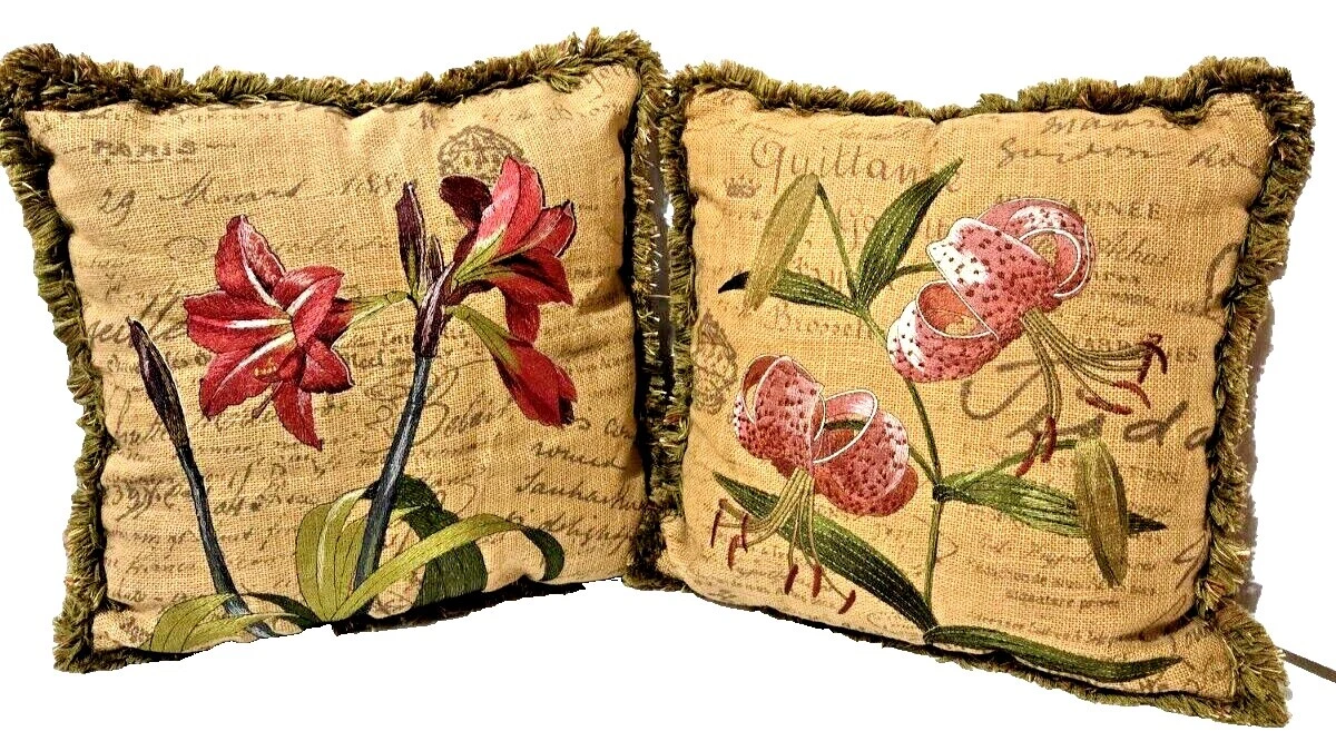 Jute Floral Square Home Décor Pillows