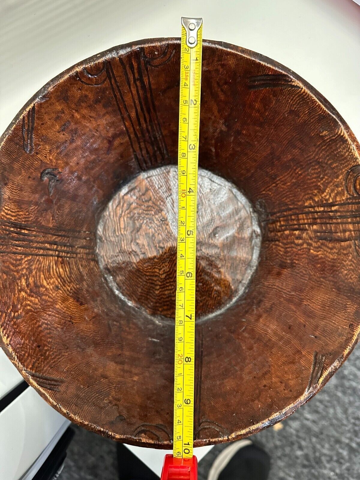 Original Old Antique Hand Carved Wooden Kitchenware Dough Kneading Bowl