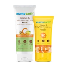 Mamaearth Combo of Vitamin C Daily Glow Face Cream & Sunscreen - 80 GM +50 GM