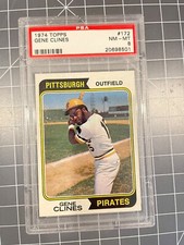 1974 TOPPS #172 GENE CLINES PITTSBURGH PIRATES BASEBALL CARD PSA 8 NM/MT