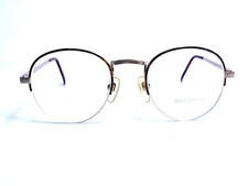 New Mario Martinelli Round Half Rim Gold Brown Metal Eyeglasses MM 465 52 18 140