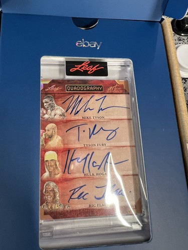 2023 Leaf Quad Mike Tyson - Tyson Fury - Hulk Hogan - Ric Flair Autograph # 4/8 - Picture 3 of 10