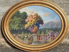 V. Reviglio ( Pitt.Piemontese).Parco del castello, olio tela fine'800 primi '900