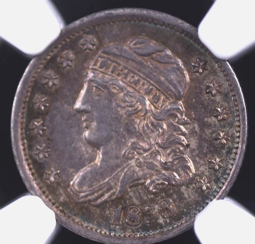 1833 CAPPED BUST HALF DIME NGC MS 62 VERY CHOICE AND APPEALING WITH A NATURAL