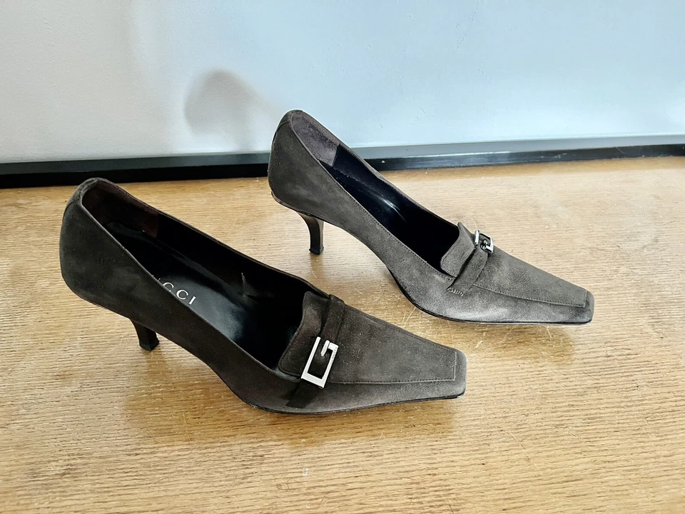 Gucci Italie chaussure Talon femme Daim Marron Taille 35,5 C IT/ 36,5 FR Mode - Photo 2/4