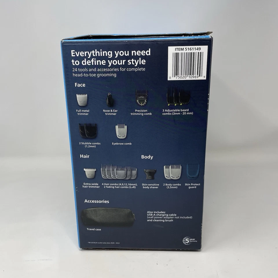 Philips Norelco All In One Trimmer 24 Tools & Accessories Head Face Body Wet Dry - Image 4 of 4