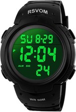 Herren Digital Uhren Silikon Armband 50M Wasserdicht Big Face LED Wecker …