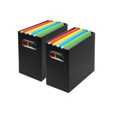 Collapsible File Organizer Box with Handle, Home Office Storage Black 2 Packs