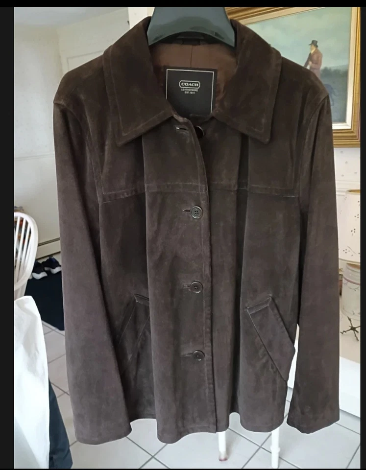Coach Gamuza Cuero XL Mujer Chaqueta Foto 2 de 4
