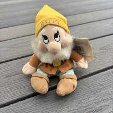 The Disney Store Snow White Dwarf HAPPY Mini Bean Bag Beanie NWT