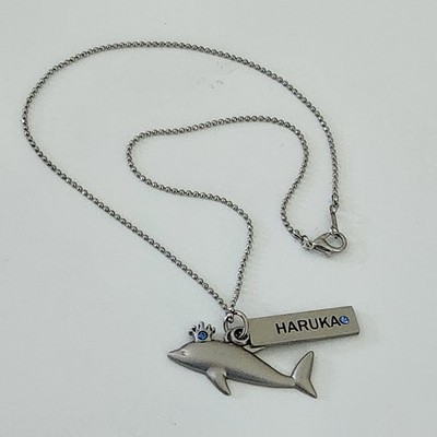 Haruka Fashion Necklace Silvertone Dolphin Pendant Charm 17''