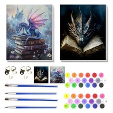 2 Pack Dragon Paint by Numbers Kit for 10X12 Inch, Number-2pack-28
