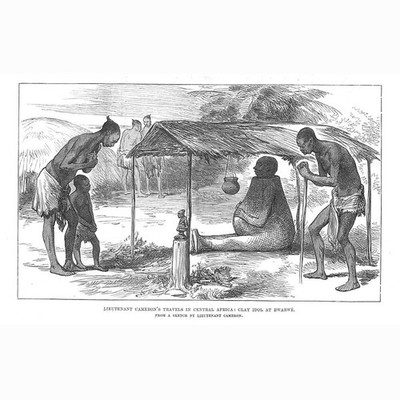 ZENTRALAFRIKA Tonidol in Bwarewe - antiker Druck 1876