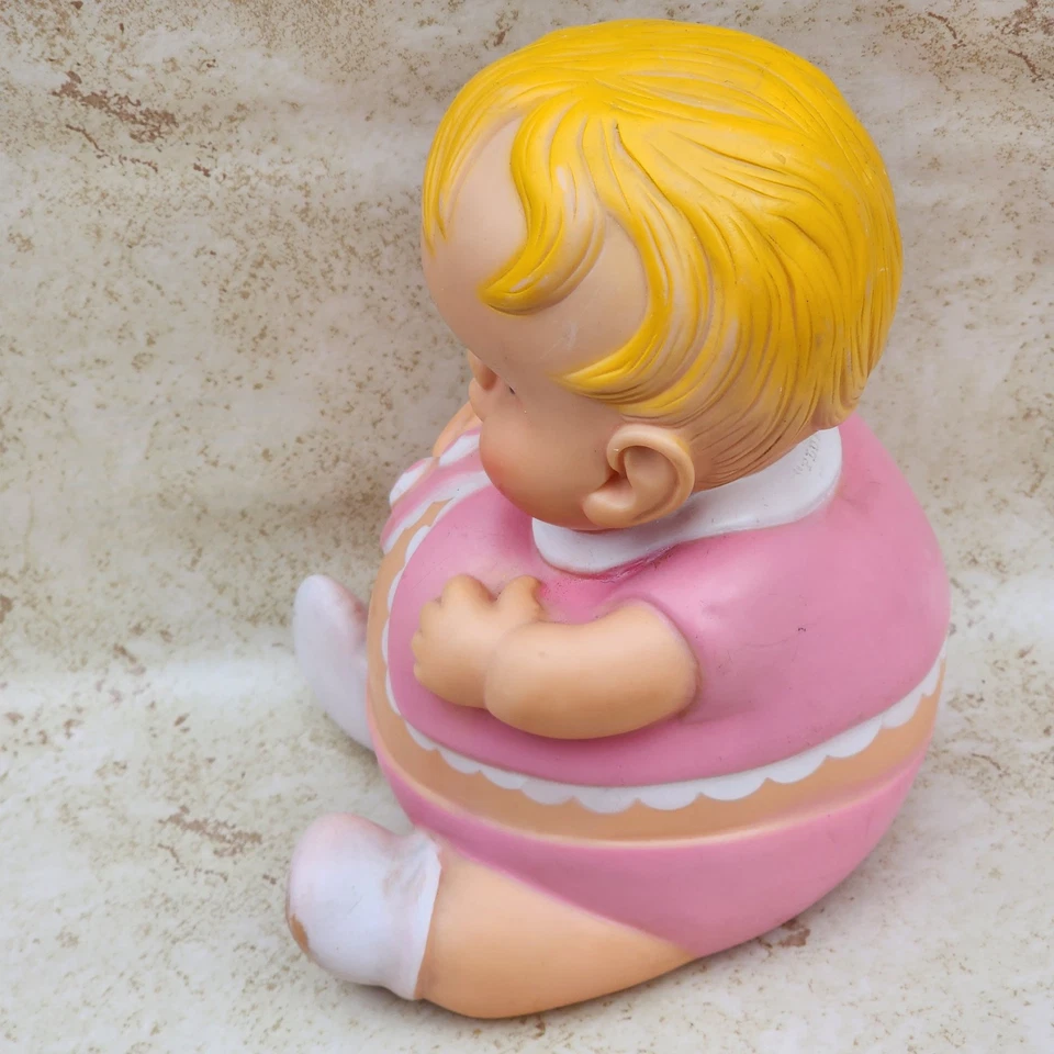 Muñeca Uneeda Plumpees Squeaker 1967 vintage rosa blanco conjunto 8" mirada lateral  Foto 4 de 4