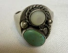 Vintage Silver Native American Men's Turquoise MOP Ring Size 11.5 No Markings