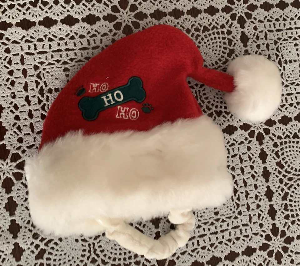 Old Navy Santa Claus Dog Cat Hat Small Adjustable Chin Strap Red White Ho Ho Ho - Image 3 of 4