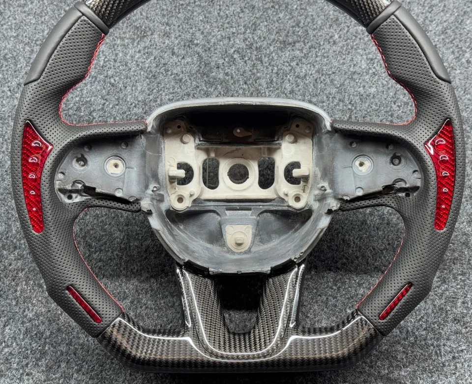 🔥Реальный углеродного волокна руль для Dodge Challenger SRT 2014 + красный нашивки США - Изображение 3 из 4