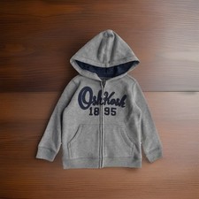 New OshKosh B'Gosh Toddler Boys Vintage Logo Hooded Sweat Jacket Gray Size 2T