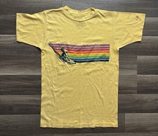 VTG 1980 Ocean Pacific OP Surfer Rainbow Single Stitch 2-sided Adult XS/Youth L