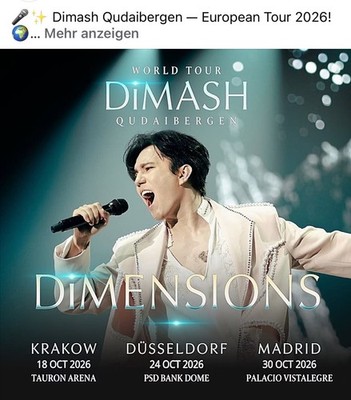 konzertkarten 2026 (2x) Dimash Qundaibergen 24. Oktober in Düsseldorf/Deutschlan