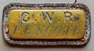 GWR brass cash bag label "Fencote" station on Bromyard to Leominster line