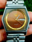 Vintage Of Seiko 5 Automatic Men Watch Day Date Japan Made 6309-610A Square Dial