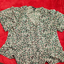 New Look Maternity Women’s Green Floral Short Sleeve Blouse Size 12