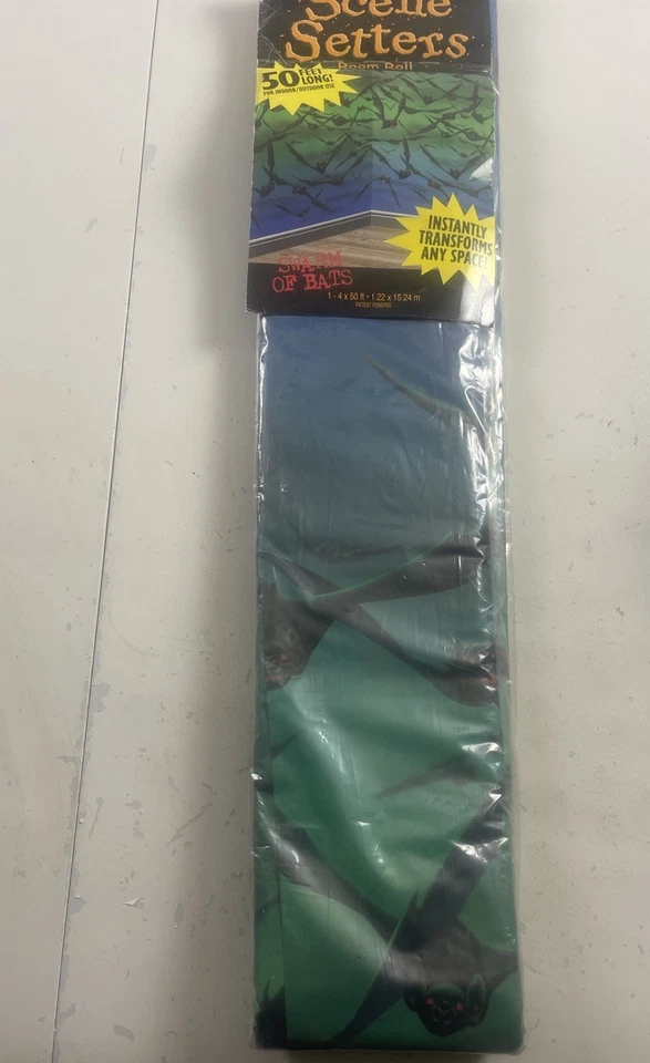 Swarm Of Bats Haunted Halloween Party Decoration Scene Setters Room Roll 50 ft - Image 2 of 4