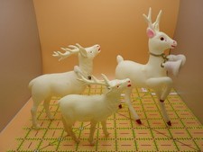 Vintage Occupied Japan Celluloid Reindeer Set 3 Christmas Deer Figures Pat 97485