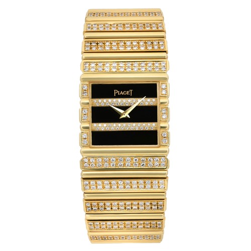 Piaget Polo 25mm Yellow Gold Black Dial Quartz Watch 7131 C 701