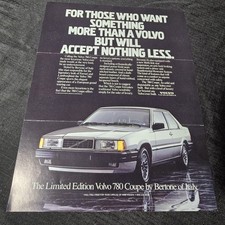 1988 Volvo 780 Coupe Bertone Original Vintage Print Ad Spec Sheet Brochure