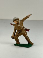 1930s Barclay Manoil Lead Army Gas Mask Soldier Throwing Grenade WWI Era