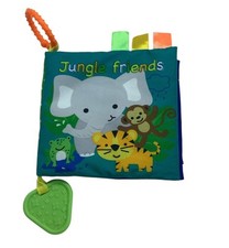 Cribmates Jungle Friends Baby Soft Cloth Book Teether Crinkle Ribbons 6"x6"