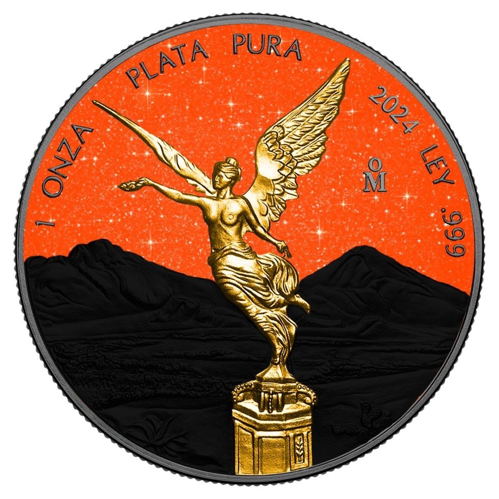 2024 Mexico Libertad Black and Orange Diamond Dust Edition 1 oz