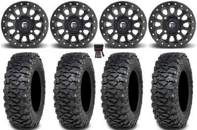 Fuel Vector Beadlock 15'' Wheels Bk 32'' Savage XT Sticky Tires Can-Am Defender