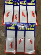 7PC Worden's Yakima Bait Flat Fish 1" .02oz Flourescent Red Single Hook