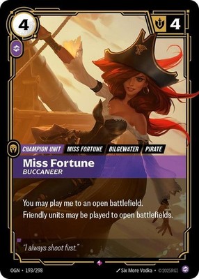  Miss Fortune - Buccaneer - 193 - Foil NM-Mint Riftbound TCG: Origins Riftbound