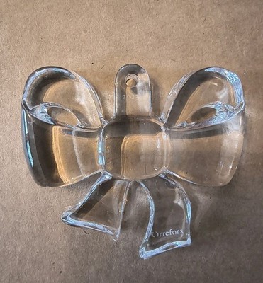 Orrefors Crystal Christmas Ornament Bow 2013 Clear Crystal- No Ribbon Or Box 3''