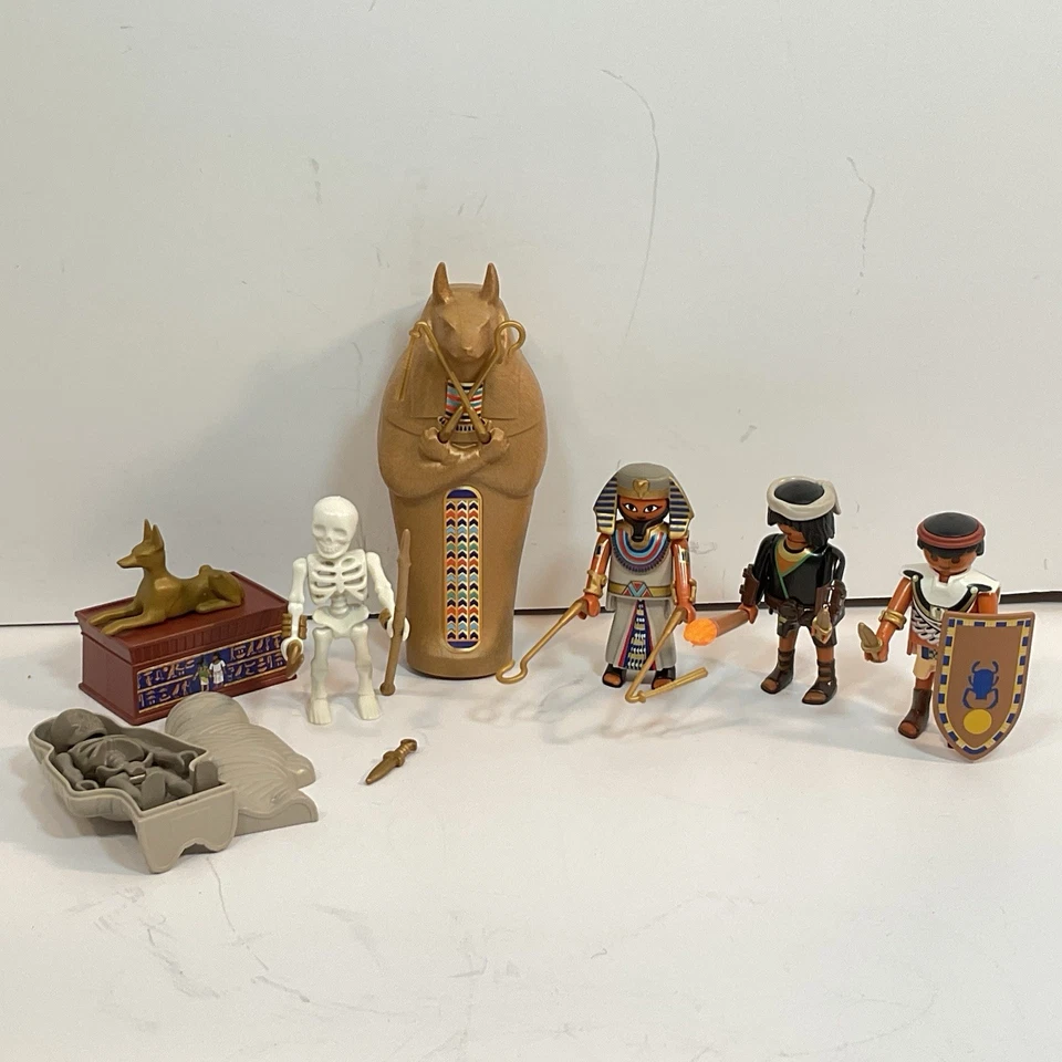 PLAYMOBIL Ancient Egyptian Mummy Case Skeleton Figures King EGYPT Lot - Image 2 of 4